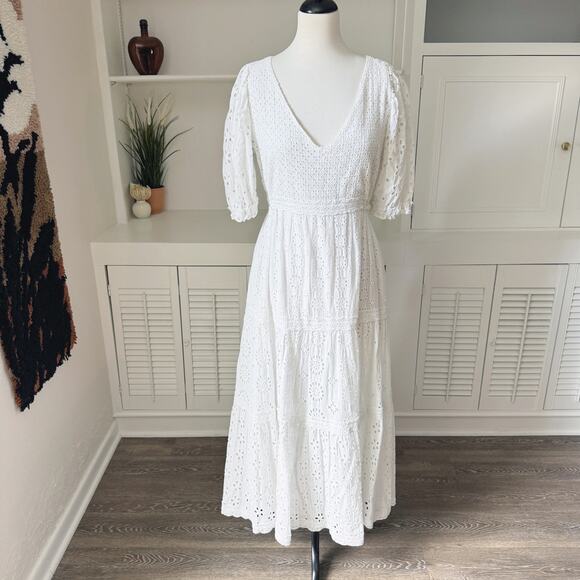 Gretchen Scott White Eyelet Weathered Mary Midi Maxi Dress Size M - Picture 2 of 8